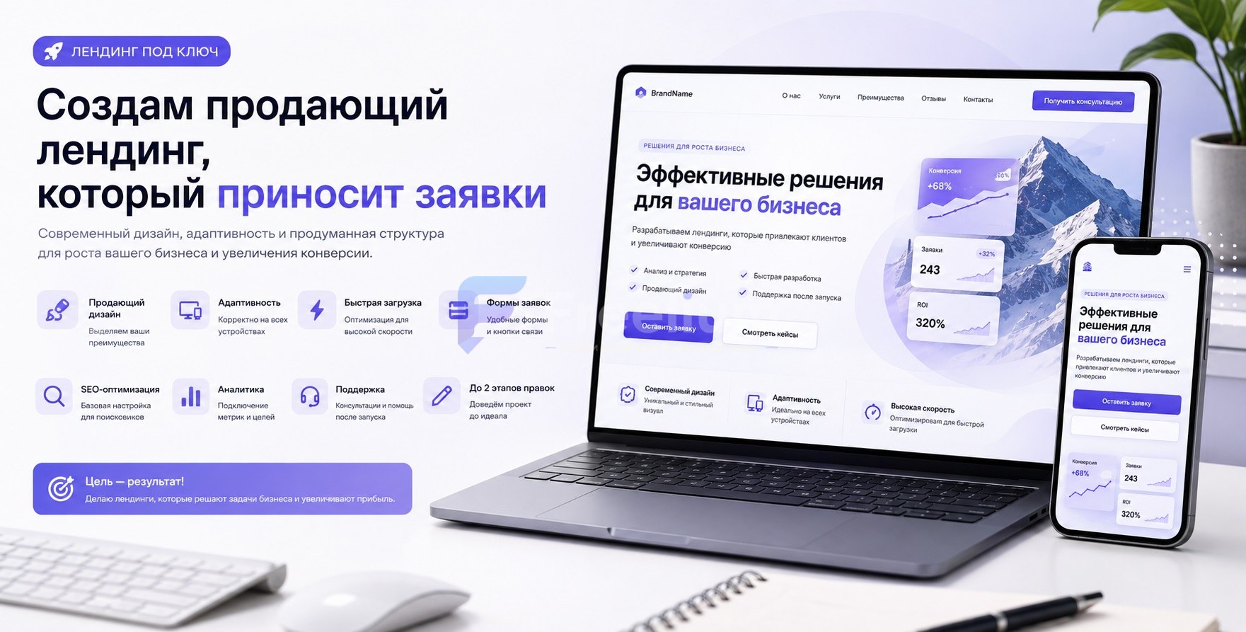 Создам продающий Лендинг для бизнеса под ключ